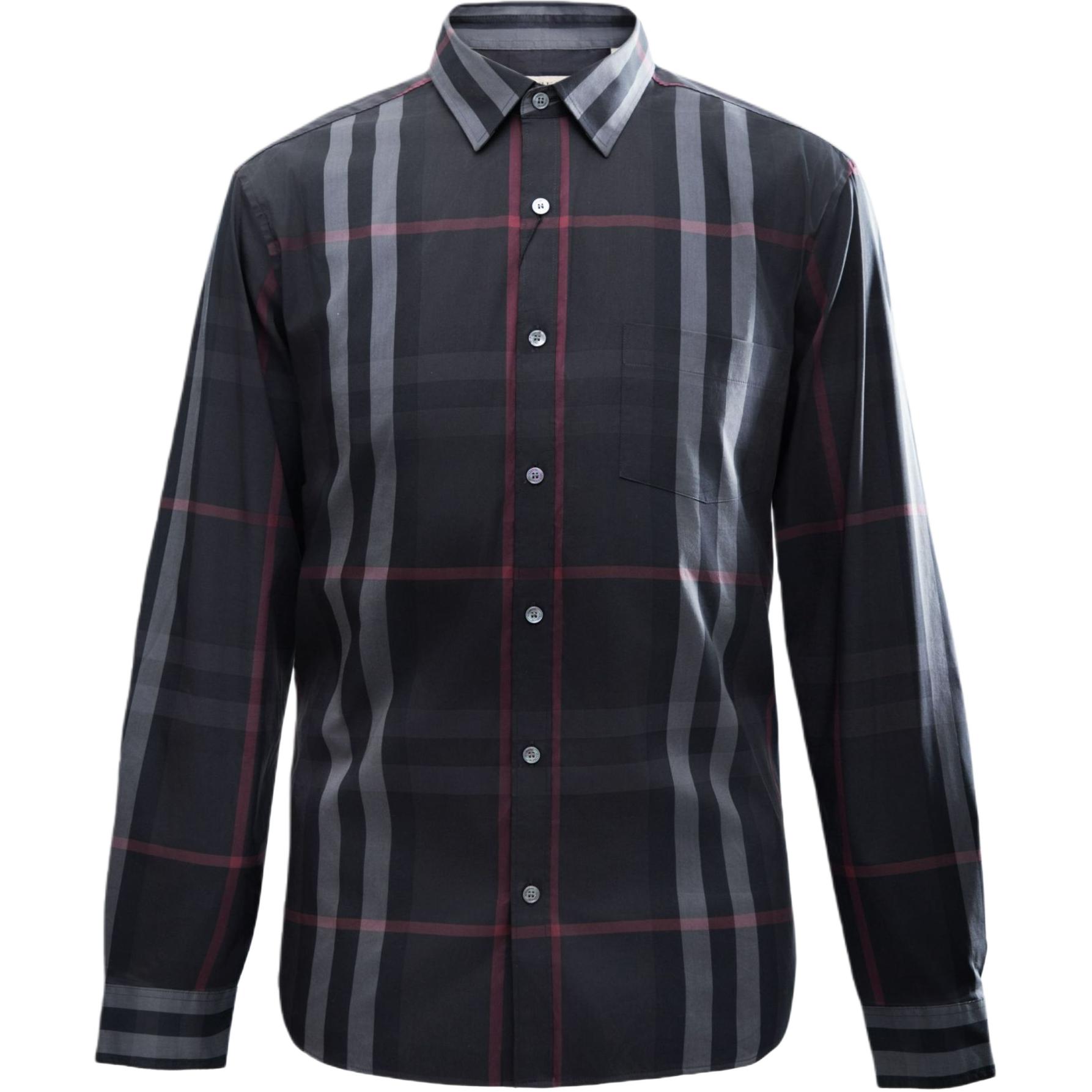 Burberry Мужская рубашка, черные с серым отворотом, средней высоты
Burberry Мужская рубашка, черные с серым отворотом, средней высоты