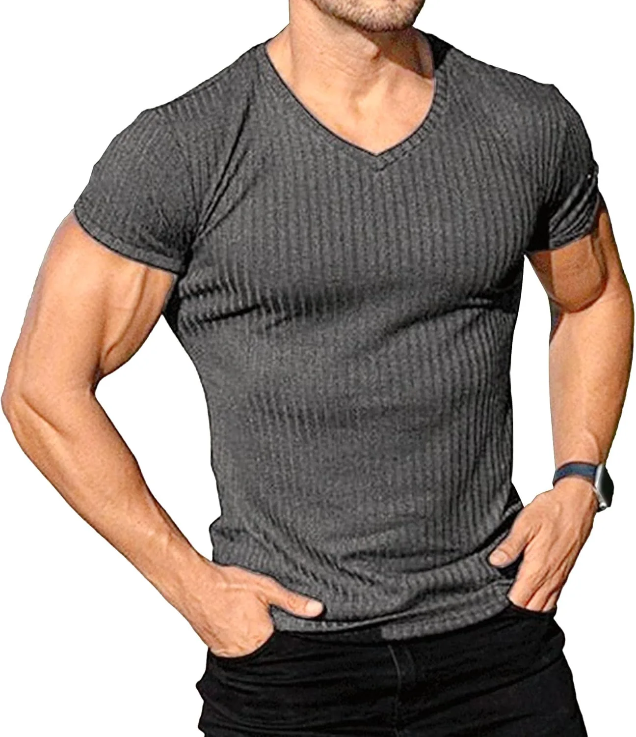 Майифу-GJ мужская ребристая вязаная футболка с коротким рукавом Slim Fit V-образным вырезом для тренировок Maiyifu-GJ
Майифу-GJ мужская ребристая вязаная футболка с коротким рукавом Slim Fit V-образным вырезом для тренировок Maiyifu-GJ