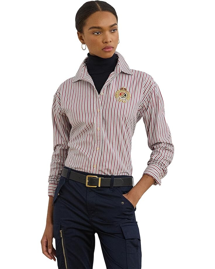 Рубашка Lauren Ralph Lauren Relaxed Fit Striped Broadcloth Shirt, цвет Red/Navy/White 
Рубашка Lauren Ralph Lauren Relaxed Fit Striped Broadcloth Shirt, цвет Red/Navy/White