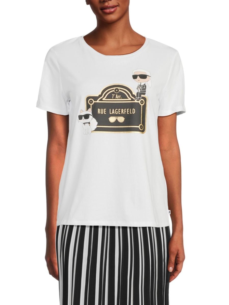 Футболка с короткими рукавами и графическим принтом Karl Lagerfeld Paris, белый 
Футболка с короткими рукавами и графическим принтом Karl Lagerfeld Paris, белый