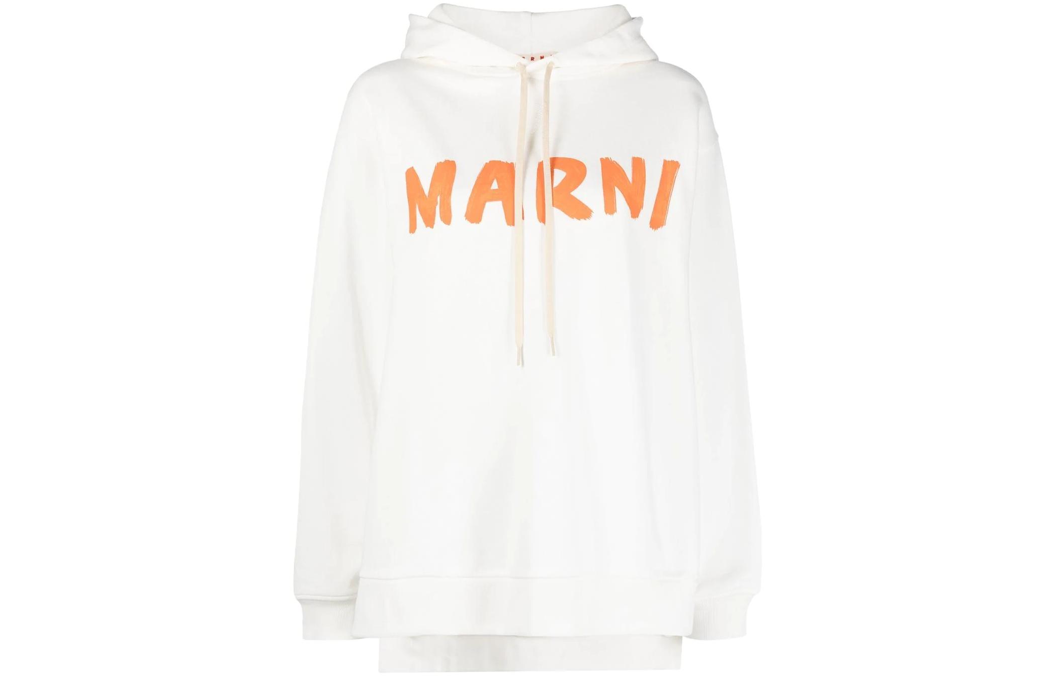 Худи с принтом логотипа на шнурке MARNI, белый
Худи с принтом логотипа на шнурке MARNI, белый