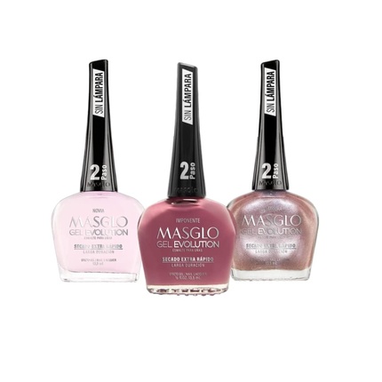 Лак для ногтей MASGLO GEL EVOLUTION с гелем-эффектом, 3 оттенка, срок действия до 12 дней, Dream Selection 
Лак для ногтей MASGLO GEL EVOLUTION с гелем-эффектом, 3 оттенка, срок действия до 12 дней, Dream Selection