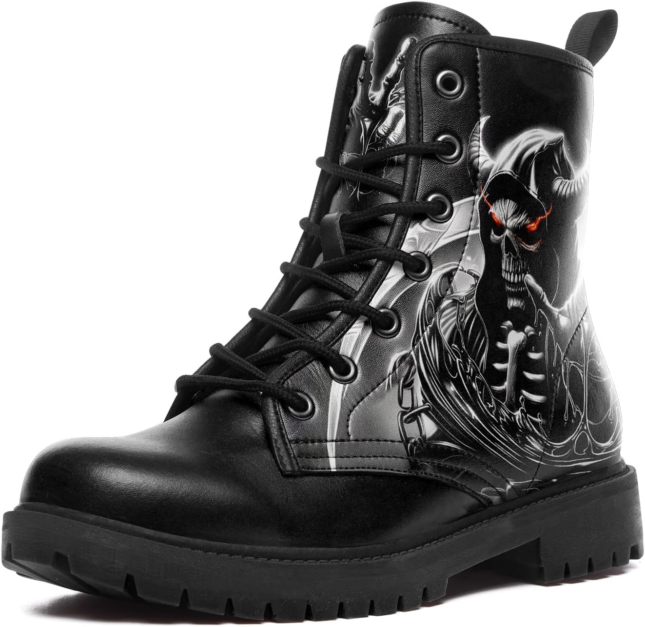 Ботинки AWSOLE Gothic Skull Combat для женщин и мужчин - панк-ботинки с шнуровкой и розой - из микрофибры и кожи - обувь в стиле гранж, черный
Ботинки AWSOLE Gothic Skull Combat для женщин и мужчин - панк-ботинки с шнуровкой и розой - из микрофибры и кожи - обувь в стиле гранж, черный