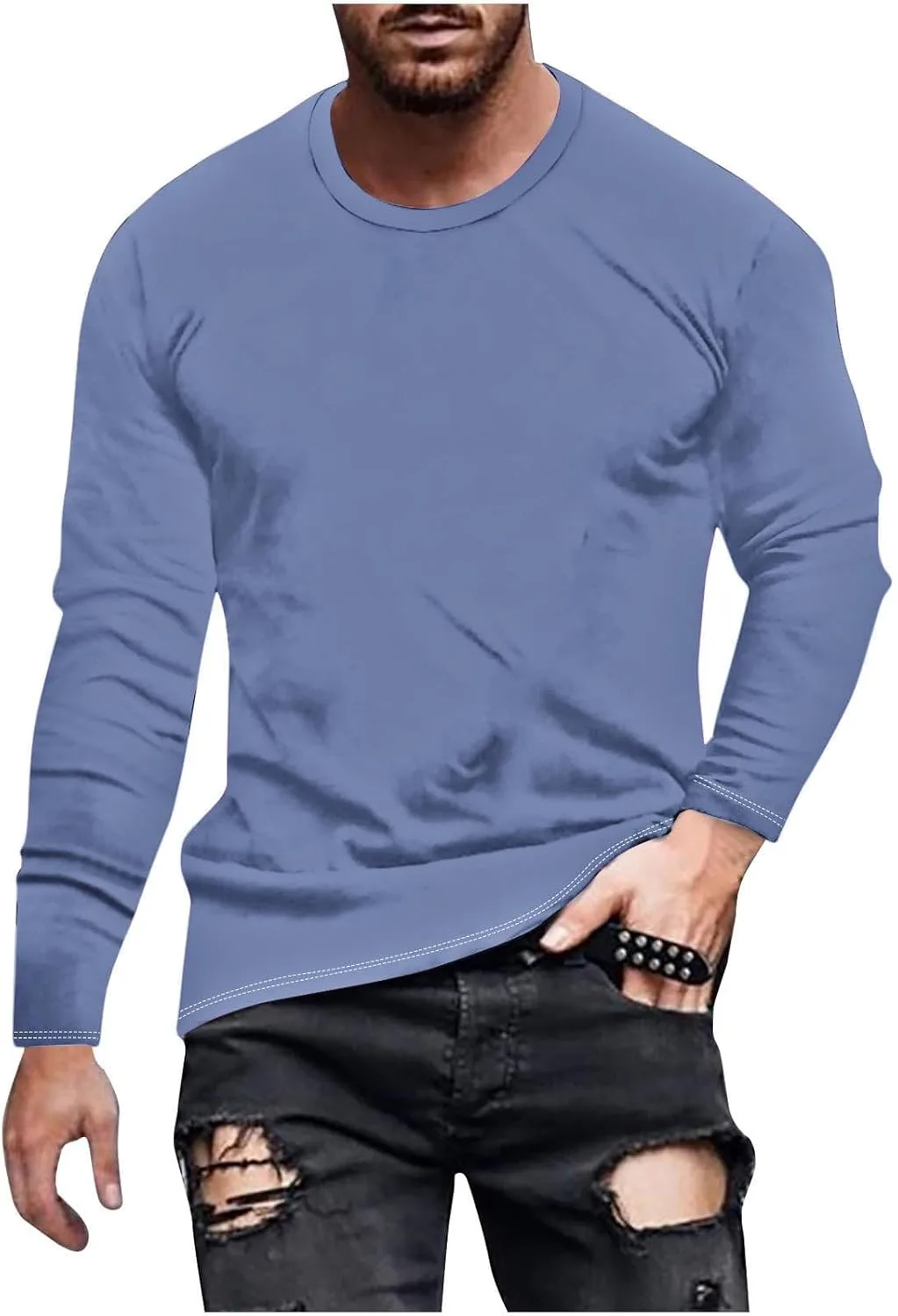 Мужская футболка с длинным рукавом и свободным кроем QUNPIU
Мужская футболка с длинным рукавом и свободным кроем QUNPIU