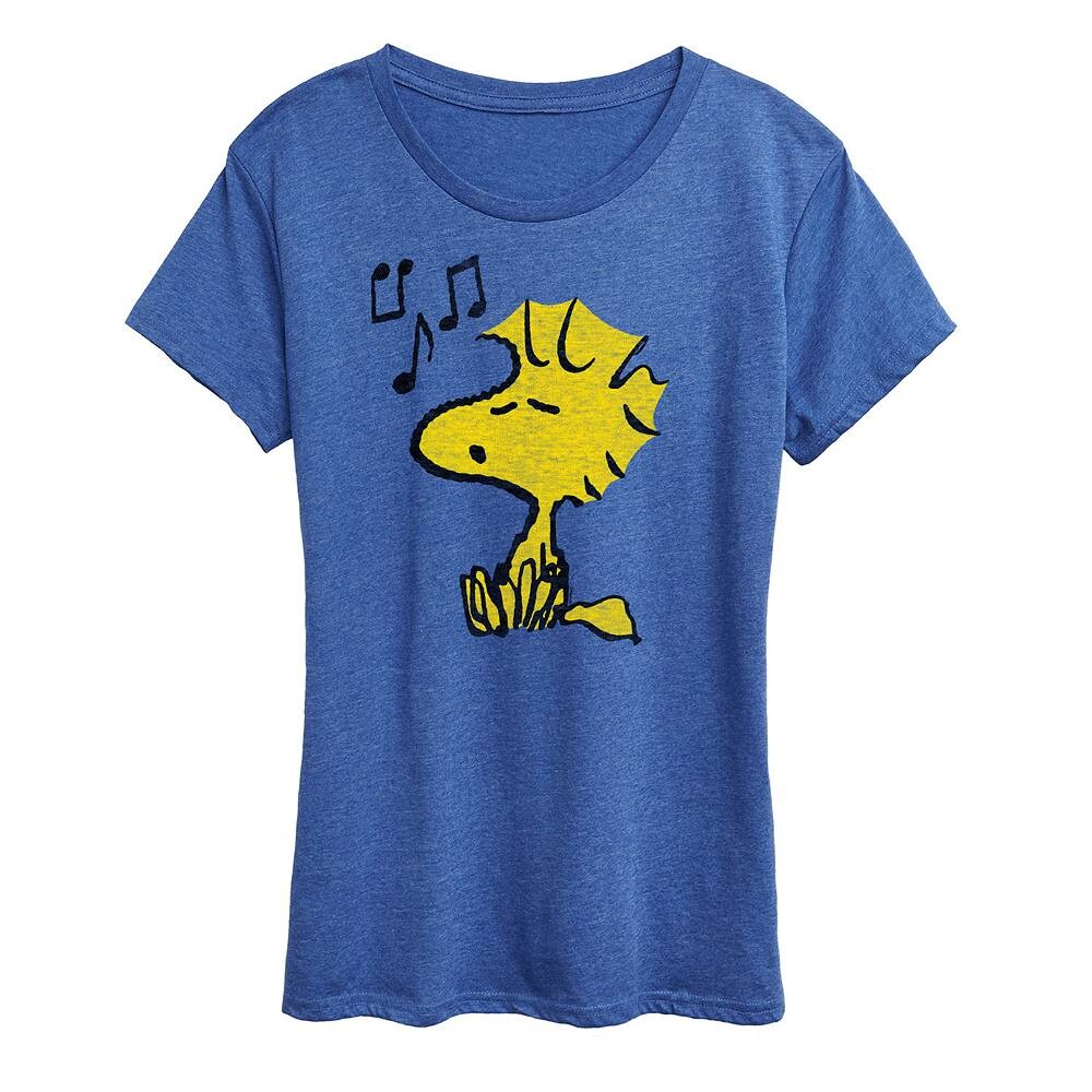 Женская футболка с рисунком Peanuts Woodstock Singing Licensed Character, цвет Heather Royal Blue 
Женская футболка с рисунком Peanuts Woodstock Singing Licensed Character, цвет Heather Royal Blue