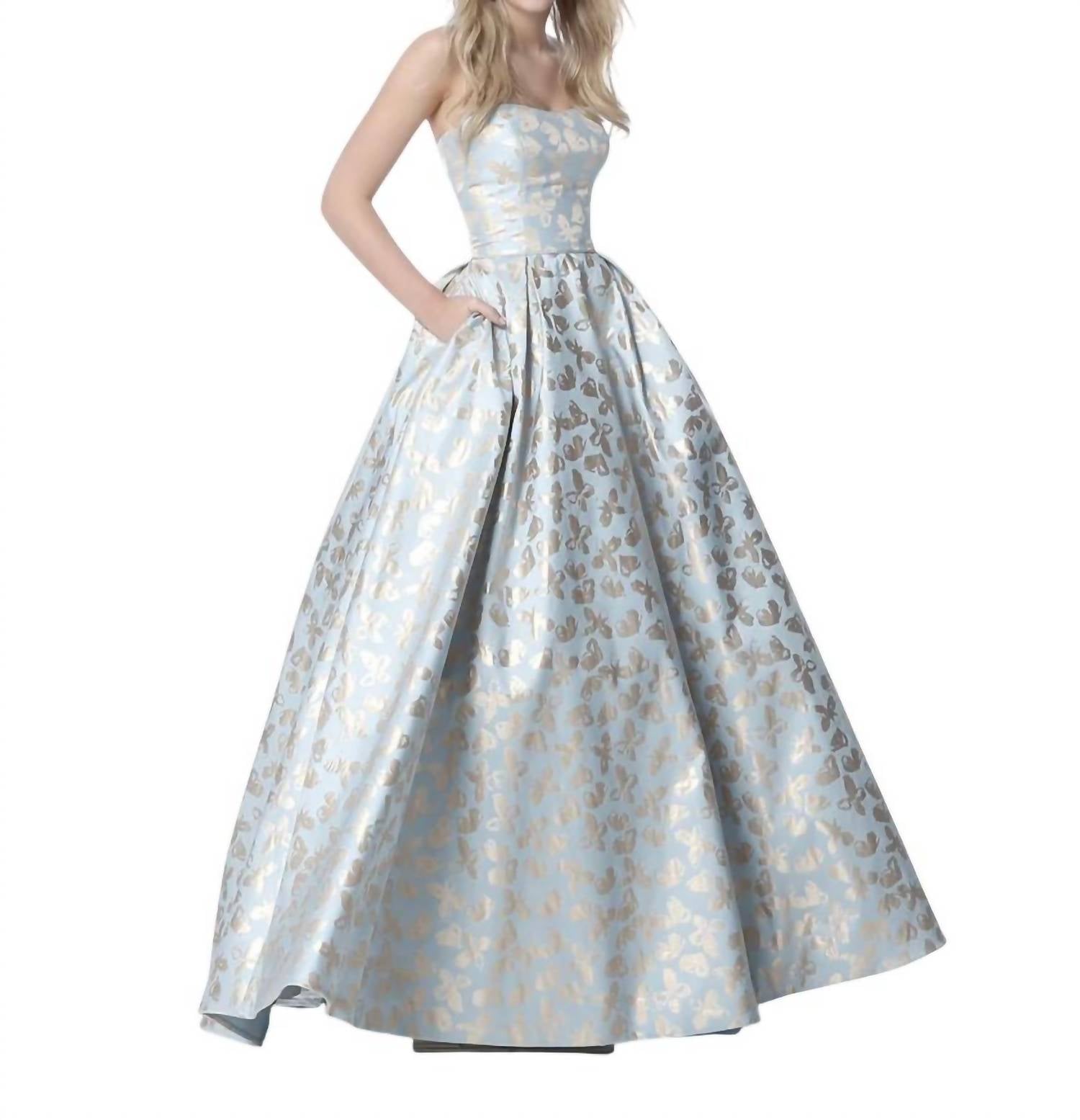 Платье выпускного вечера из тафты без бретелек светло-голубого/золотистого цвета Sherri Hill
Платье выпускного вечера из тафты без бретелек светло-голубого/золотистого цвета Sherri Hill