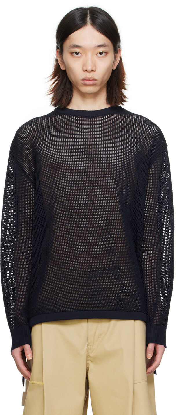 Темно-синий свитер на кулиске Wooyoungmi
Темно-синий свитер на кулиске Wooyoungmi