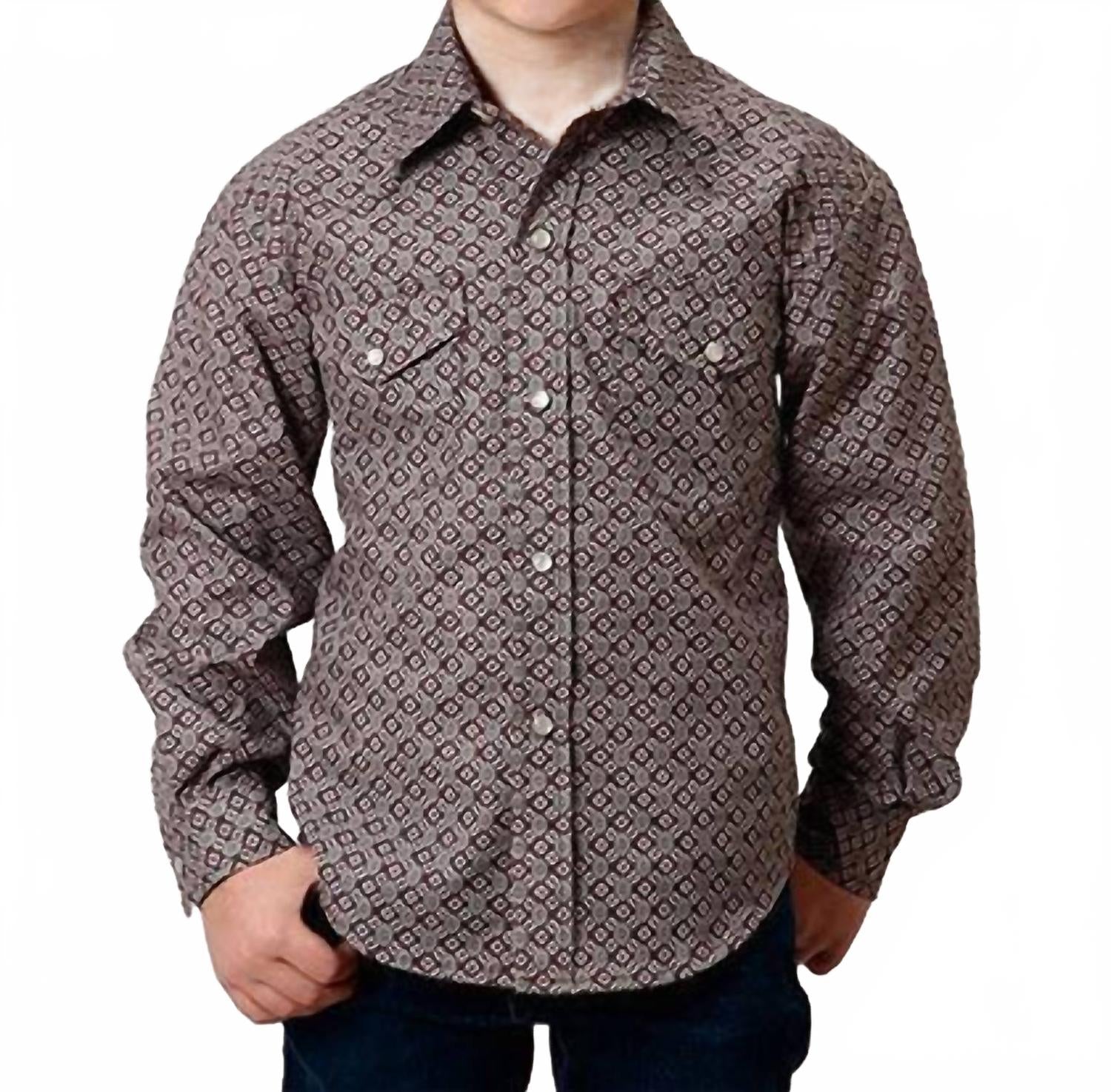 Мальчиковая рубашка Roper Snap в коричневом цвете
Мальчиковая рубашка Roper Snap в коричневом цвете