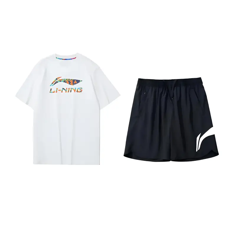 LiNing Повседневная спортивная одежда унисекс, set (standard белый top+черный shorts)
LiNing Повседневная спортивная одежда унисекс, set (standard белый top+черный shorts)