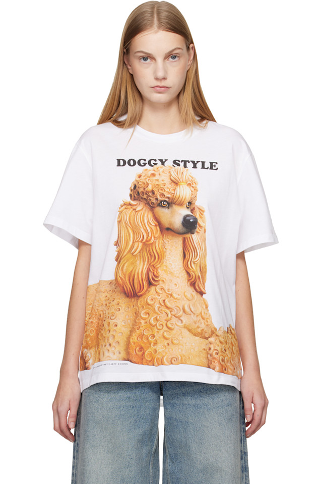 Stella Mccartney Белая футболка Jeff Koons Edition в стиле "собачья поза"
Stella Mccartney Белая футболка Jeff Koons Edition в стиле "собачья поза"