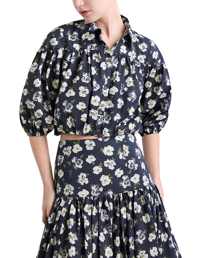 Топ Elysa Mini с принтом "Разбросанные маки" Cinq à Sept, синий 
Топ Elysa Mini с принтом "Разбросанные маки" Cinq à Sept, синий