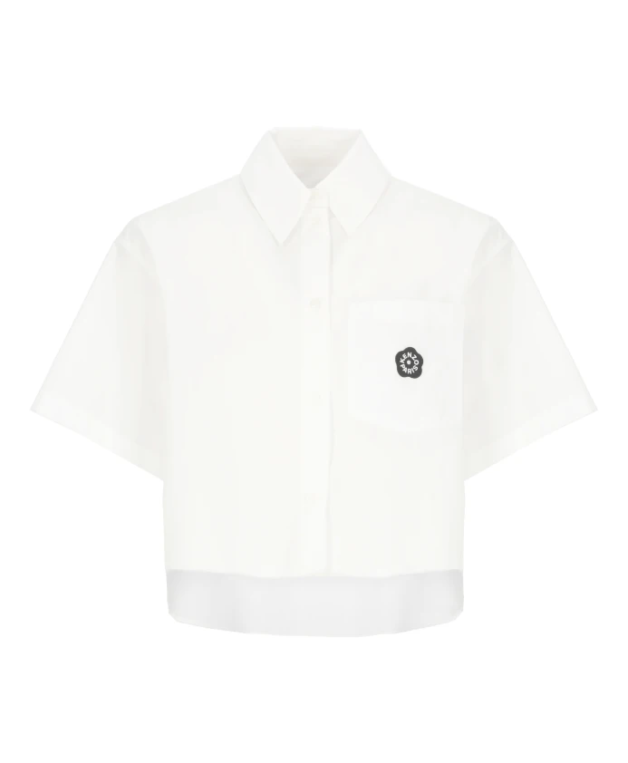 Белая короткая блузка с цветком боке Kenzo, белый
Белая короткая блузка с цветком боке Kenzo, белый