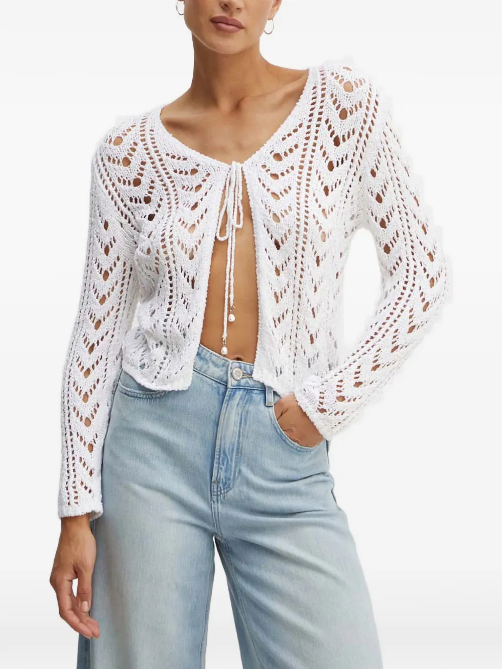 Вязаный кардиган с перфорацией Miss Sixty, белый
Вязаный кардиган с перфорацией Miss Sixty, белый
