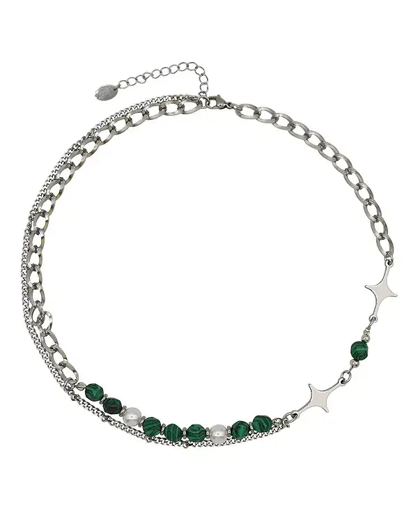 Многослойное ожерелье из нержавеющей стали с зелеными бусинами и подвесками в виде звезд Rebl Jewelry, silver
Многослойное ожерелье из нержавеющей стали с зелеными бусинами и подвесками в виде звезд Rebl Jewelry, silver