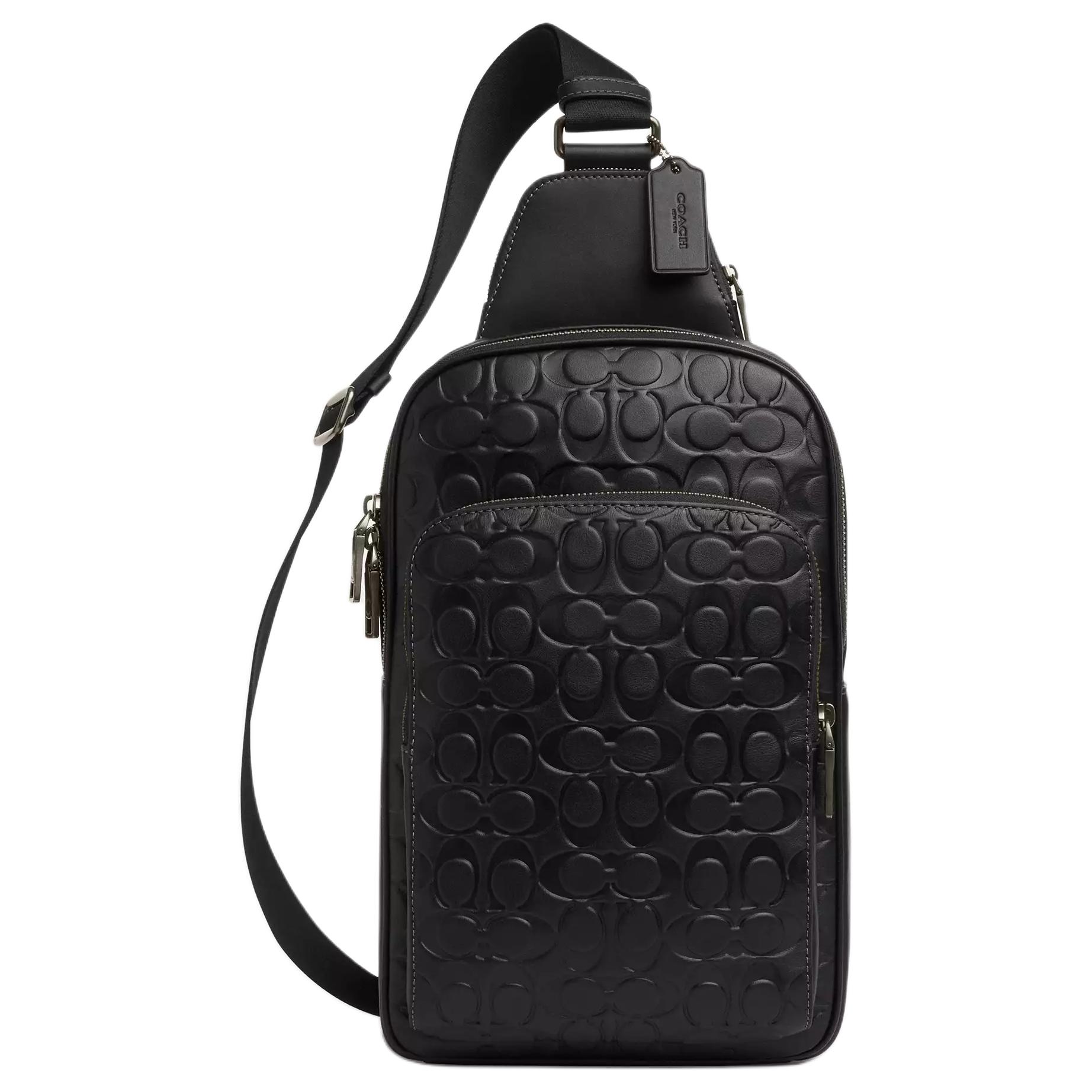 COACH Элановый кожаный слинг-мешок малый мужской черный 
COACH Элановый кожаный слинг-мешок малый мужской черный