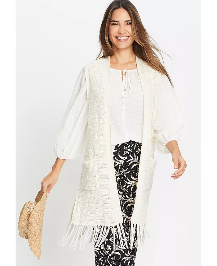 Женский удлиненный жилет с бахромой Olsen, белый
Женский удлиненный жилет с бахромой Olsen, белый