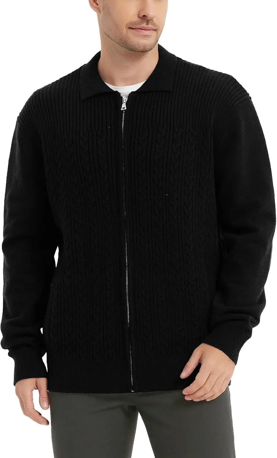 Мужской кардиган Slim Full Zip Up с воротником стойкой и длинными рукавами Donason
Мужской кардиган Slim Full Zip Up с воротником стойкой и длинными рукавами Donason