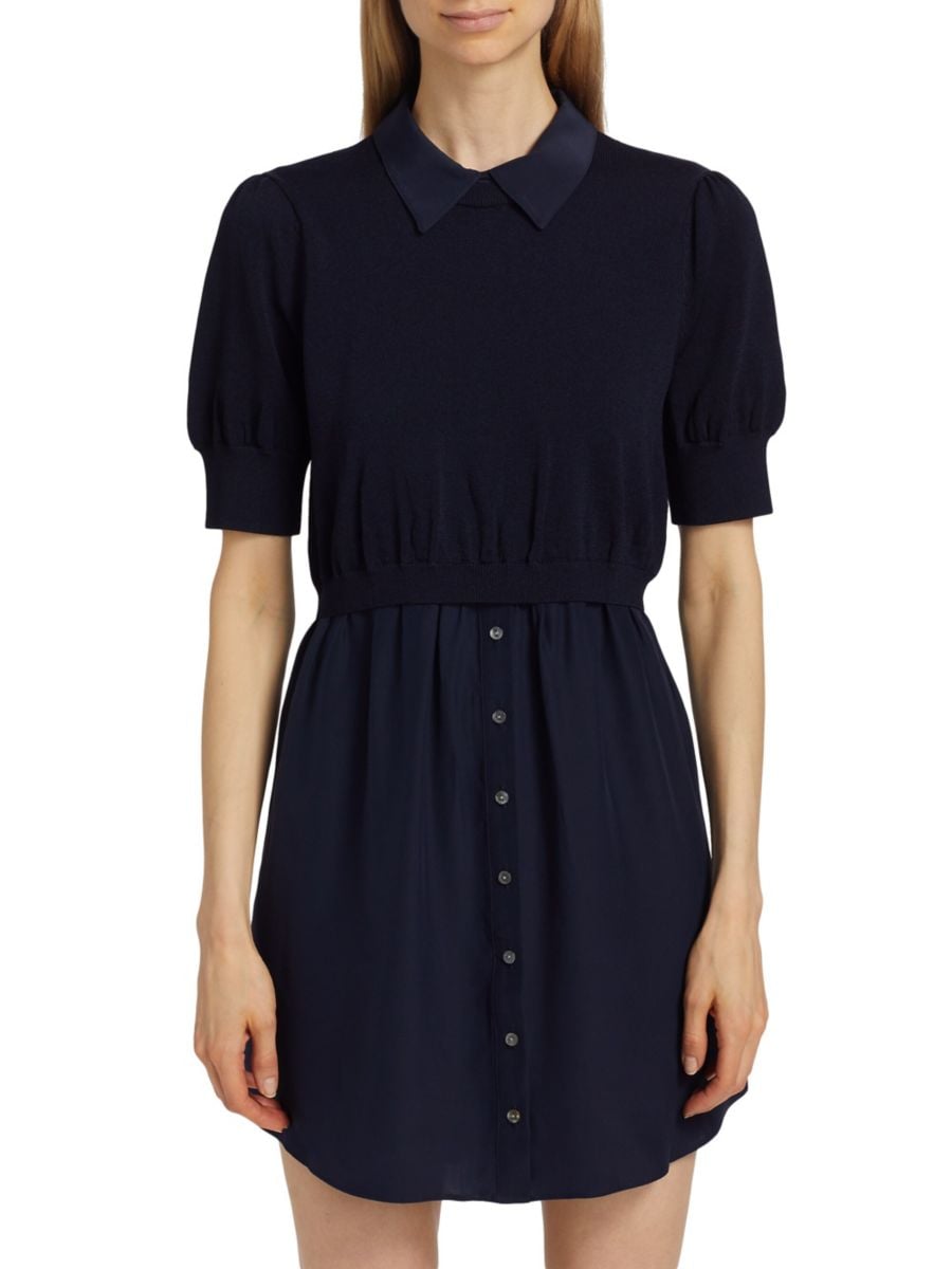 Платье-рубашка мини Lydia Silk Cinq à Sept, темно-синий 
Платье-рубашка мини Lydia Silk Cinq à Sept, темно-синий