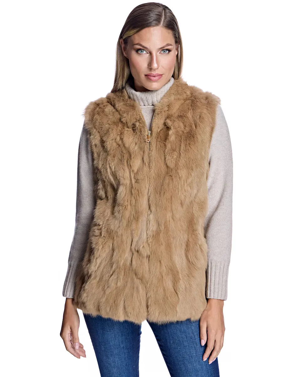 Женский жилет из меха кролика на молнии Maximilian, коричневый
Женский жилет из меха кролика на молнии Maximilian, коричневый