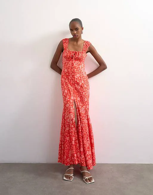 Красный сарафан макси с пуговицами и короткими рукавами Topshop
Красный сарафан макси с пуговицами и короткими рукавами Topshop