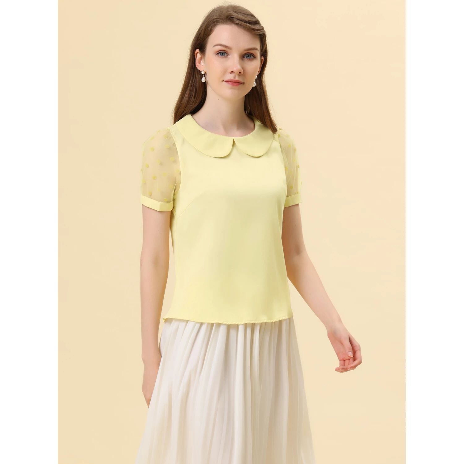 Женская винтажная блузка с сетчатыми рукавами в горошек и воротником Питера Пэна, пышный топ с короткими рукавами ALLEGRA K, темно-синий
Женская винтажная блузка с сетчатыми рукавами в горошек и воротником Питера Пэна, пышный топ с короткими рукавами ALLEGRA K, темно-синий