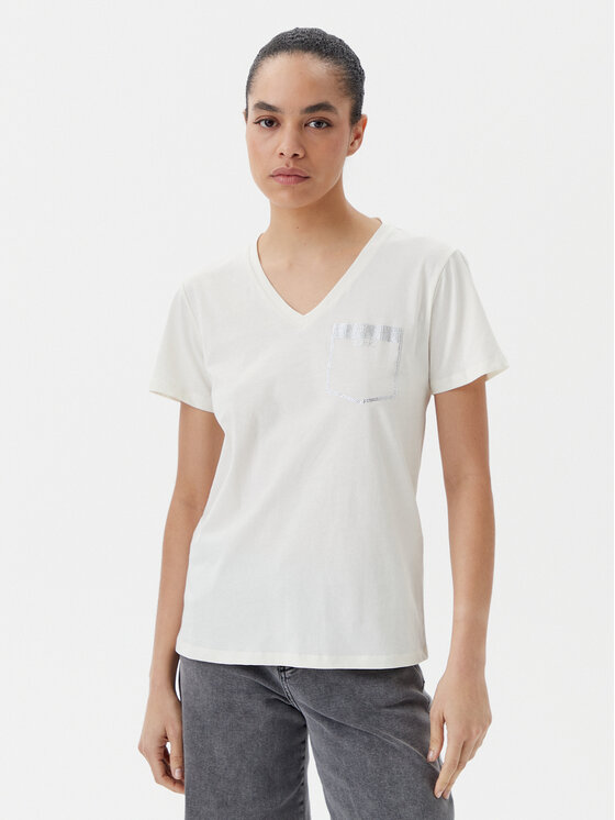 Футболка обычного кроя TA5172 JS923 Liu Jo Beachwear, экрю 
Футболка обычного кроя TA5172 JS923 Liu Jo Beachwear, экрю