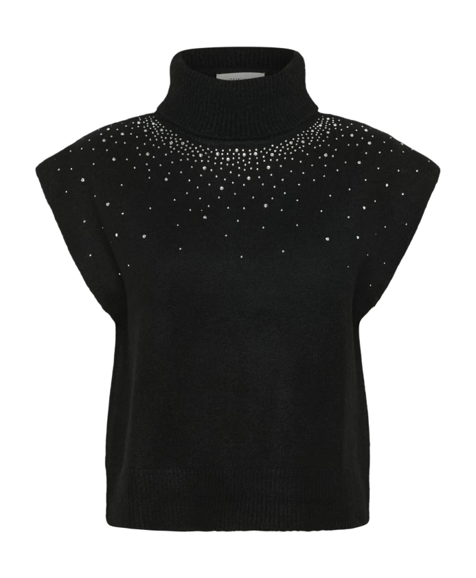 Вязаный свитер без рукавов с высоким воротником Cream, черный
Вязаный свитер без рукавов с высоким воротником Cream, черный