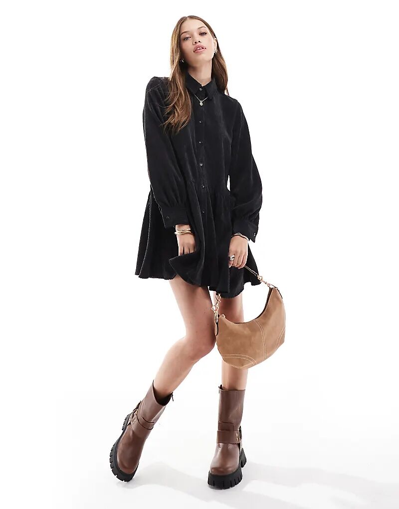 Мини-платье вельветового кроя с баской по низу черного цвета ASOS DESIGN
Мини-платье вельветового кроя с баской по низу черного цвета ASOS DESIGN