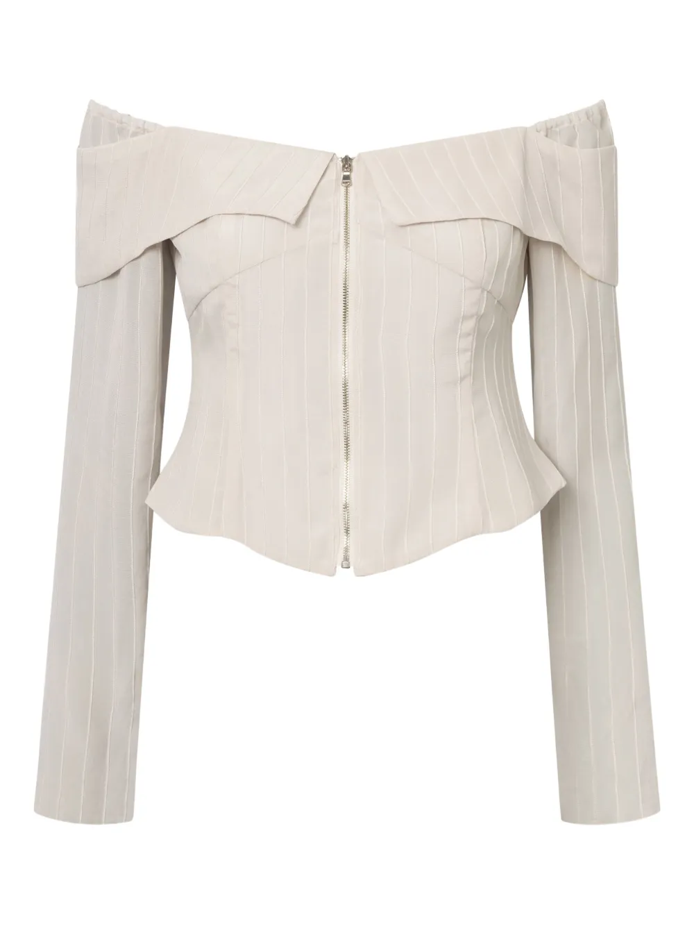 Блузка с открытыми плечами и застежкой-молнией спереди Elena Velez, нейтральный
Блузка с открытыми плечами и застежкой-молнией спереди Elena Velez, нейтральный