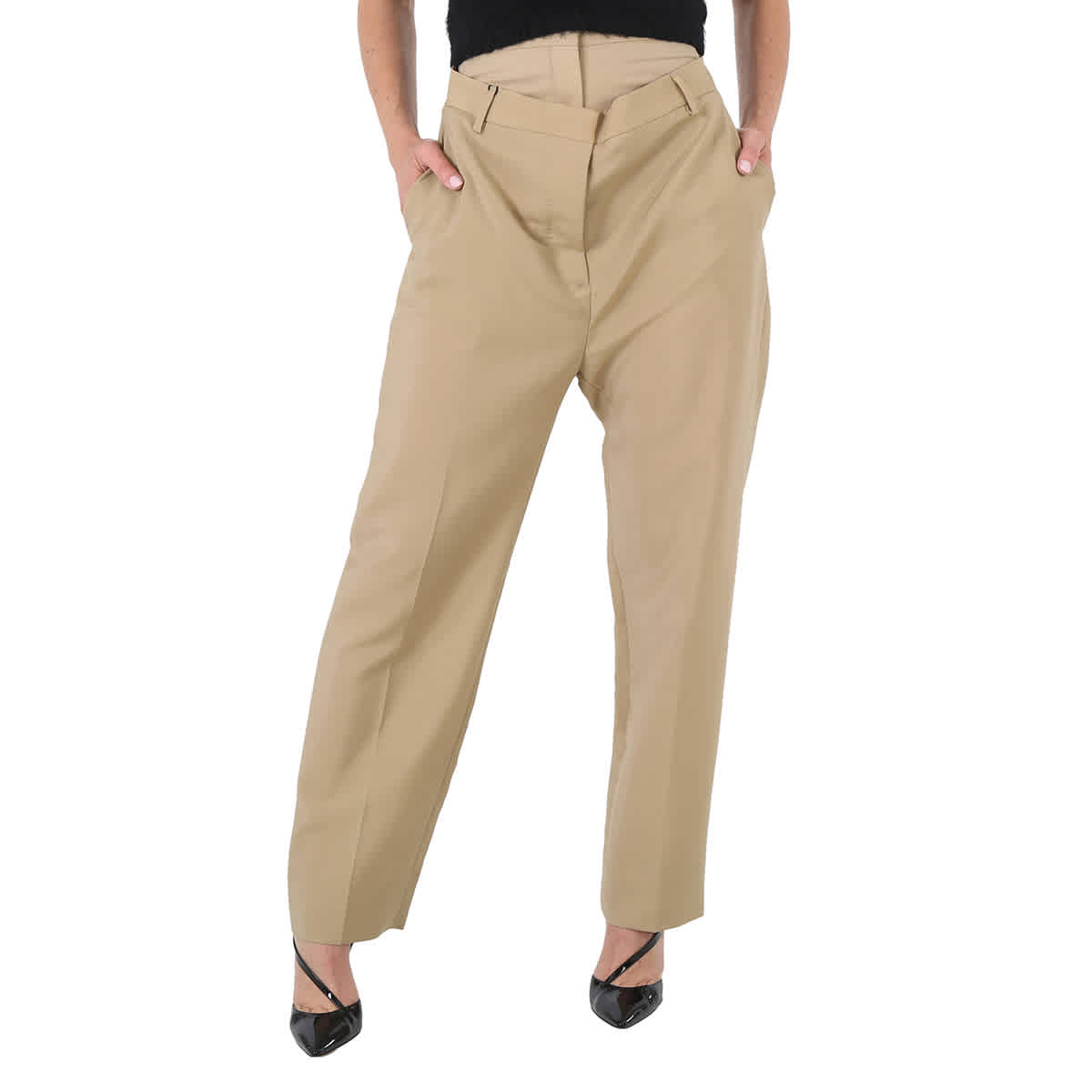 Брюки Burberry Runway Ladies бежевые с двойной талией
Брюки Burberry Runway Ladies бежевые с двойной талией