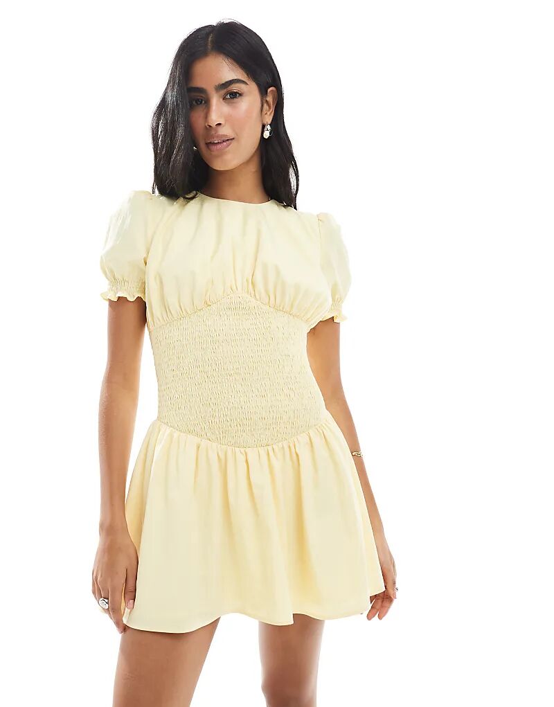 Платье-мини-платье Daisy Street с короткими рукавами и присборенной талией, желтого цвета
Платье-мини-платье Daisy Street с короткими рукавами и присборенной талией, желтого цвета