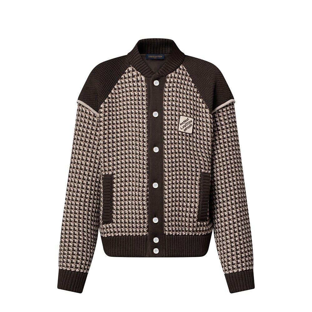 Вязаный хлопковый жаккардовый бомбер Louis Vuitton, коричневый
Вязаный хлопковый жаккардовый бомбер Louis Vuitton, коричневый