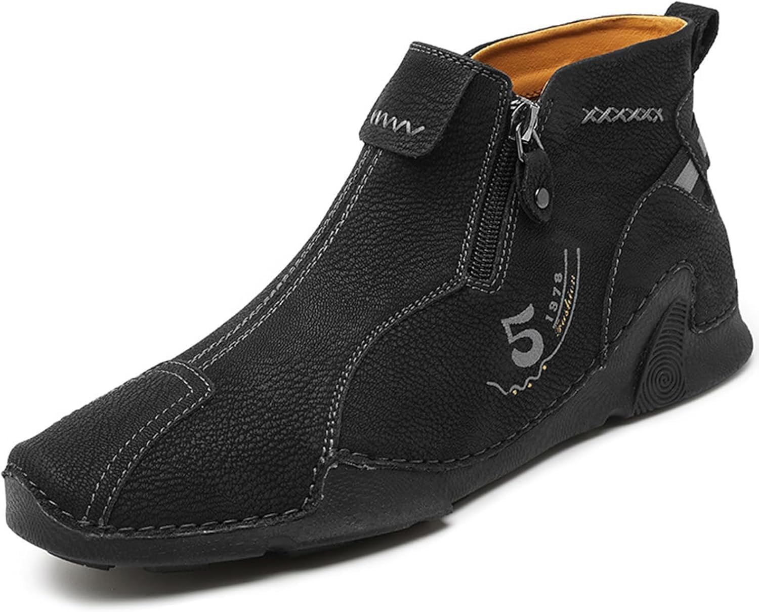 Мужские кожаные ботинки до щиколотки с боковой молнией, ручная строчка, повседневные лоферы с дышащей конструкцией и противоскользящей подошвой (Размер для мужчин US-9.5, черные) Generic
Мужские кожаные ботинки до щиколотки с боковой молнией, ручная строчка, повседневные лоферы с дышащей конструкцией и противоскользящей подошвой (Размер для мужчин US-9.5, черные) Generic