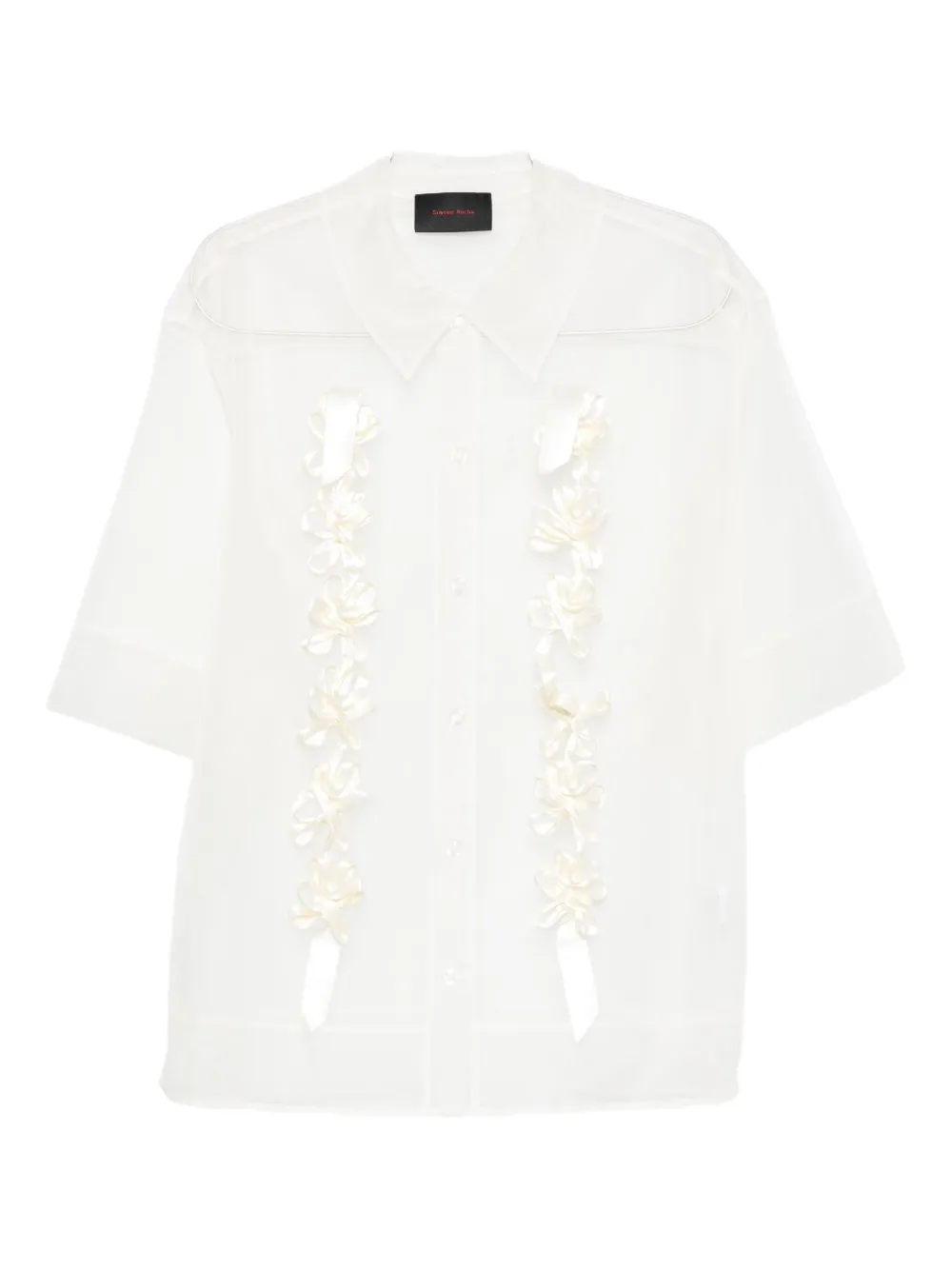 Рубашка с цветочным принтом и лентами Simone Rocha, нейтральный 
Рубашка с цветочным принтом и лентами Simone Rocha, нейтральный
