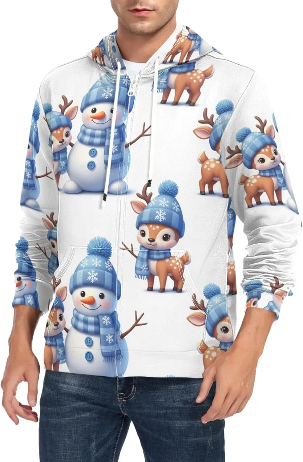 Мужская толстовка с полной молнией Blue Snowman Deer зимний принт с карманом CUPADA
Мужская толстовка с полной молнией Blue Snowman Deer зимний принт с карманом CUPADA