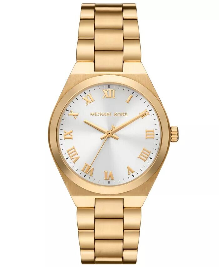 Женские кварцевые часы Lennox с тремя стрелками из нержавеющей стали золотистого цвета, 37 мм Michael Kors
Женские кварцевые часы Lennox с тремя стрелками из нержавеющей стали золотистого цвета, 37 мм Michael Kors