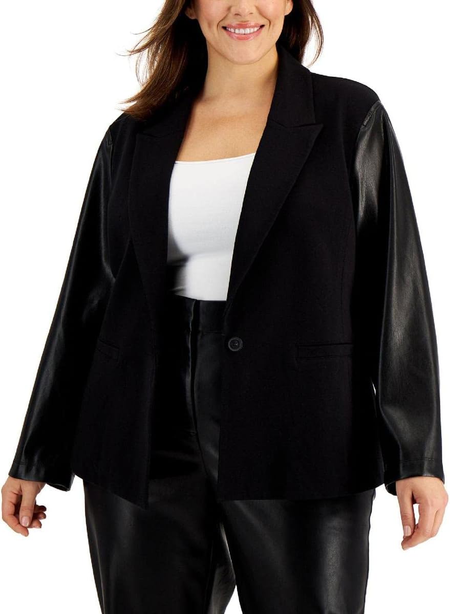 Calvin Klein Женский плюс размер пиджак с искусственной кожей на рукавах, Black
Calvin Klein Женский плюс размер пиджак с искусственной кожей на рукавах, Black