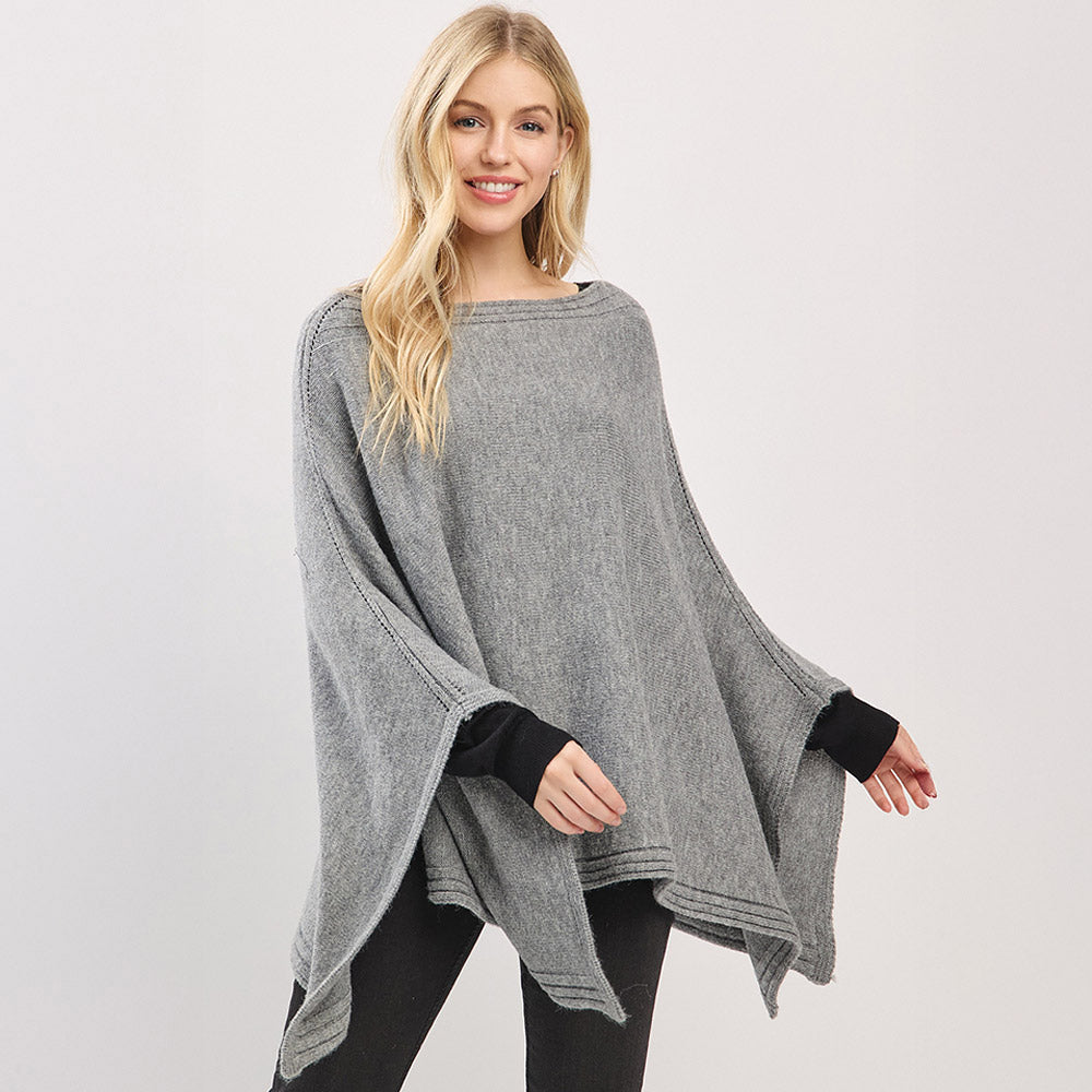 Чистый край широкие рукава однотонный вязаный пончо TRUEDAMES, серый
Чистый край широкие рукава однотонный вязаный пончо TRUEDAMES, серый