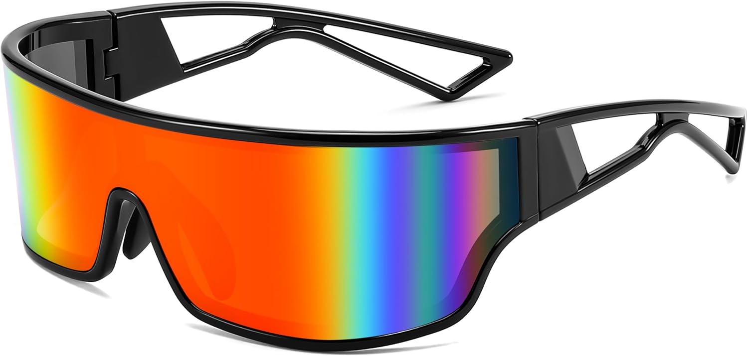 FEISEDY Модные футуристические солнцезащитные очки с плоской верхней частью, зеркальными линзами, цельной конструкцией, светоотражающие, для женщин и мужчин B0161, Black Frame Red Mirrored Lens
FEISEDY Модные футуристические солнцезащитные очки с плоской верхней частью, зеркальными линзами, цельной конструкцией, светоотражающие, для женщин и мужчин B0161, Black Frame Red Mirrored Lens