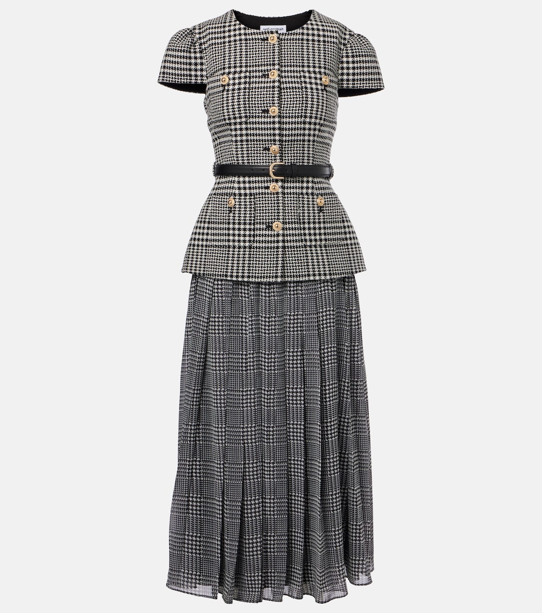 Юбка-миди плиссированная в клетку "гусиная лапка" с поясом Self-Portrait, Black and White
Юбка-миди плиссированная в клетку "гусиная лапка" с поясом Self-Portrait, Black and White