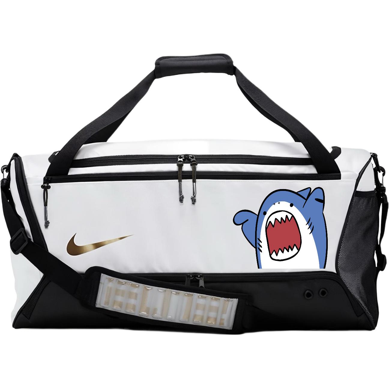 Nike Тканевая дорожная сумка унисекс переливающаяся черно-белая, Shark 
Nike Тканевая дорожная сумка унисекс переливающаяся черно-белая, Shark