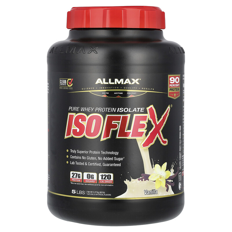ALLMAX, Isoflex, чистый изолят сывороточного белка (фильтрация заряженными ионными частицами), со вкусом ванили, 2,27 кг (5 фунтов)
ALLMAX, Isoflex, чистый изолят сывороточного белка (фильтрация заряженными ионными частицами), со вкусом ванили, 2,27 кг (5 фунтов)