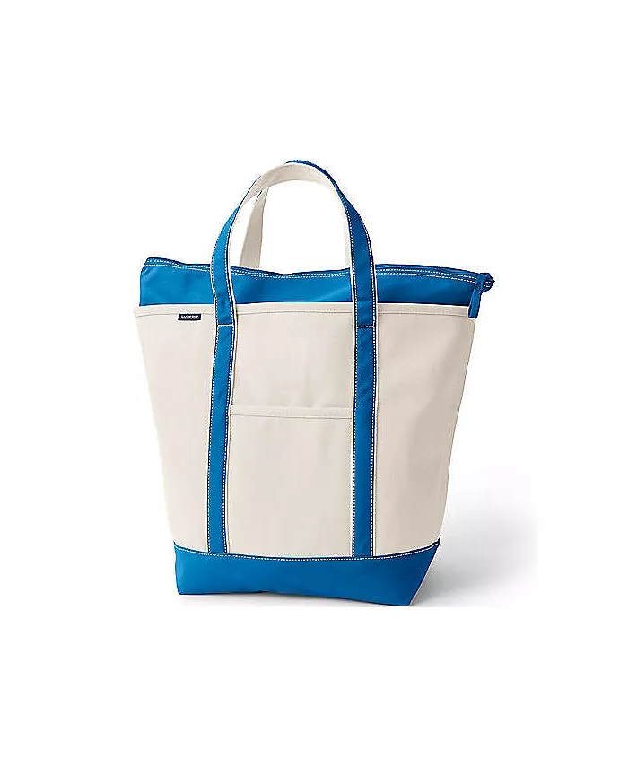 Большая натуральная холщовая сумка-шоппер с пятью карманами и верхней молнией Lands' End, синий
Большая натуральная холщовая сумка-шоппер с пятью карманами и верхней молнией Lands' End, синий