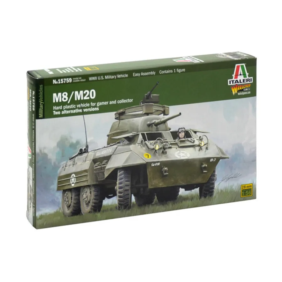 M8/M20 (США), Military Vehicles - WWII, Bolt Action Compatible (28mm) (1:56) (Italeri-Warlord)
M8/M20 (США), Military Vehicles - WWII, Bolt Action Compatible (28mm) (1:56) (Italeri-Warlord)