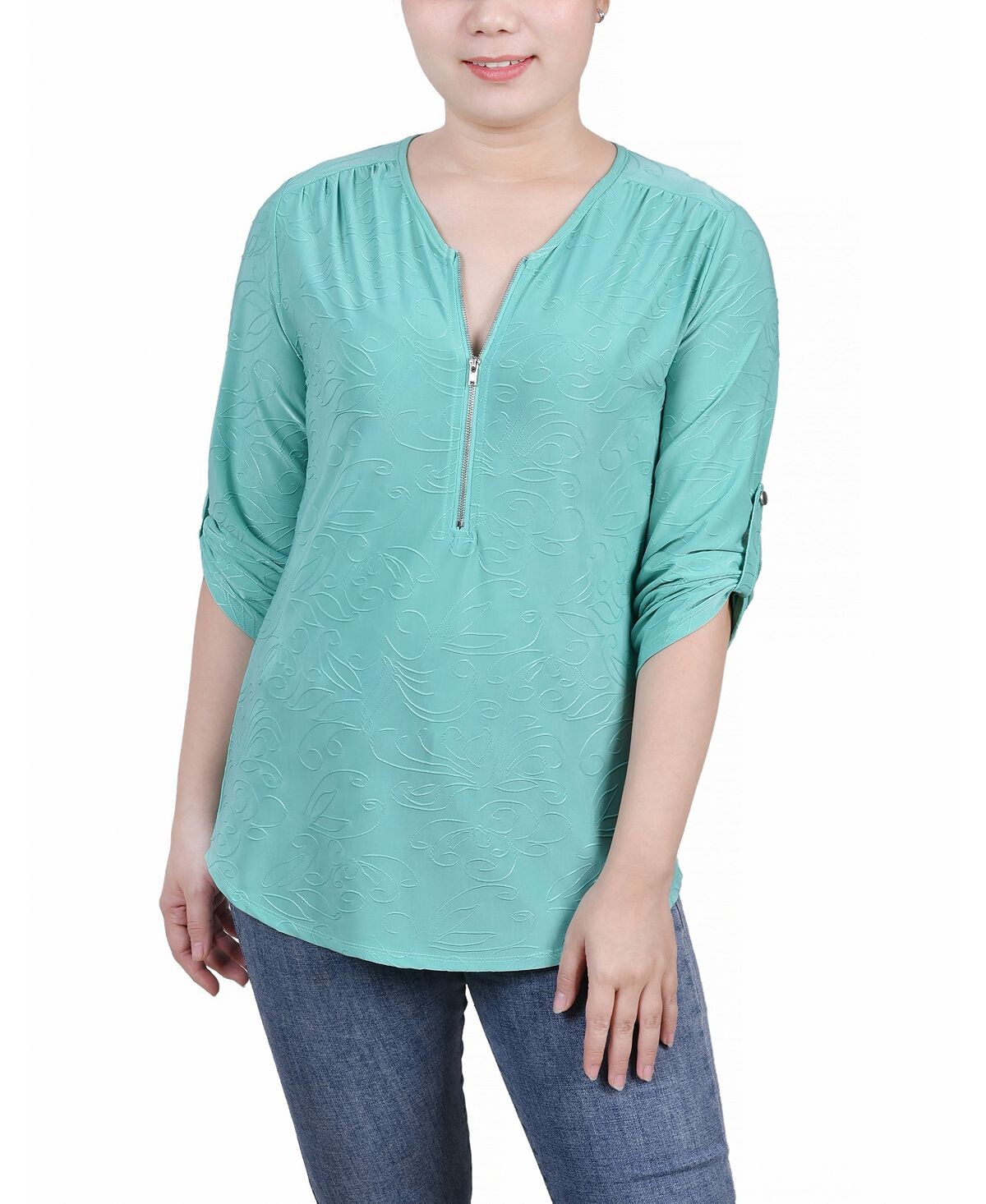 Жаккардовый вязаный топ с застежкой-молнией спереди миниатюрного размера 3/4 NY Collection
Жаккардовый вязаный топ с застежкой-молнией спереди миниатюрного размера 3/4 NY Collection