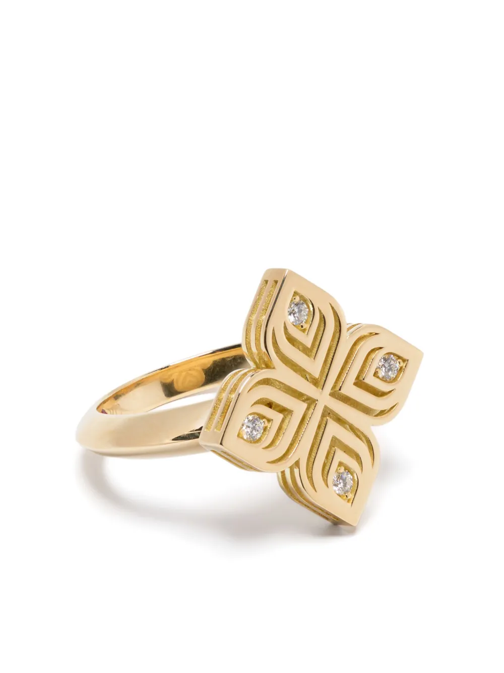 Кольцо Arabesque Flower из желтого золота с бриллиантами Roberto Coin, золотой