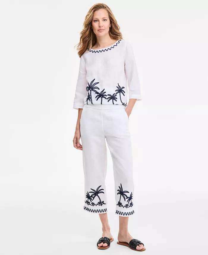 Женские укороченные брюки на резинке из 100% льна с тканевыми аппликациями Charter Club, белый
Женские укороченные брюки на резинке из 100% льна с тканевыми аппликациями Charter Club, белый