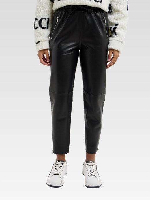 Кожаные штаны демихиэль Carlo Colucci, черный 
Кожаные штаны демихиэль Carlo Colucci, черный