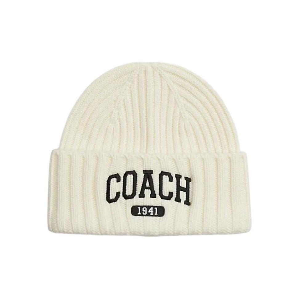 COACH Белая женская шапка из овечьей шерсти, White
COACH Белая женская шапка из овечьей шерсти, White