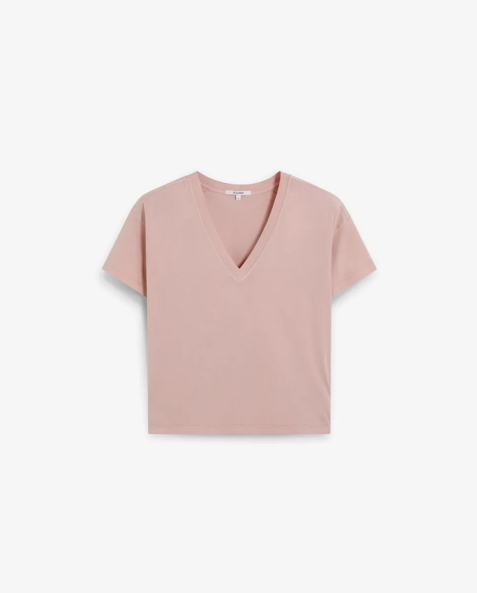 Женская хлопковая футболка с коротким рукавом и V-образным вырезом Scalpers, светло-розовый
Женская хлопковая футболка с коротким рукавом и V-образным вырезом Scalpers, светло-розовый